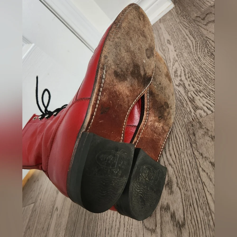Vintage Justin Lace-Up Red Roper Boots Size 6.5C - Picture 8 of 8